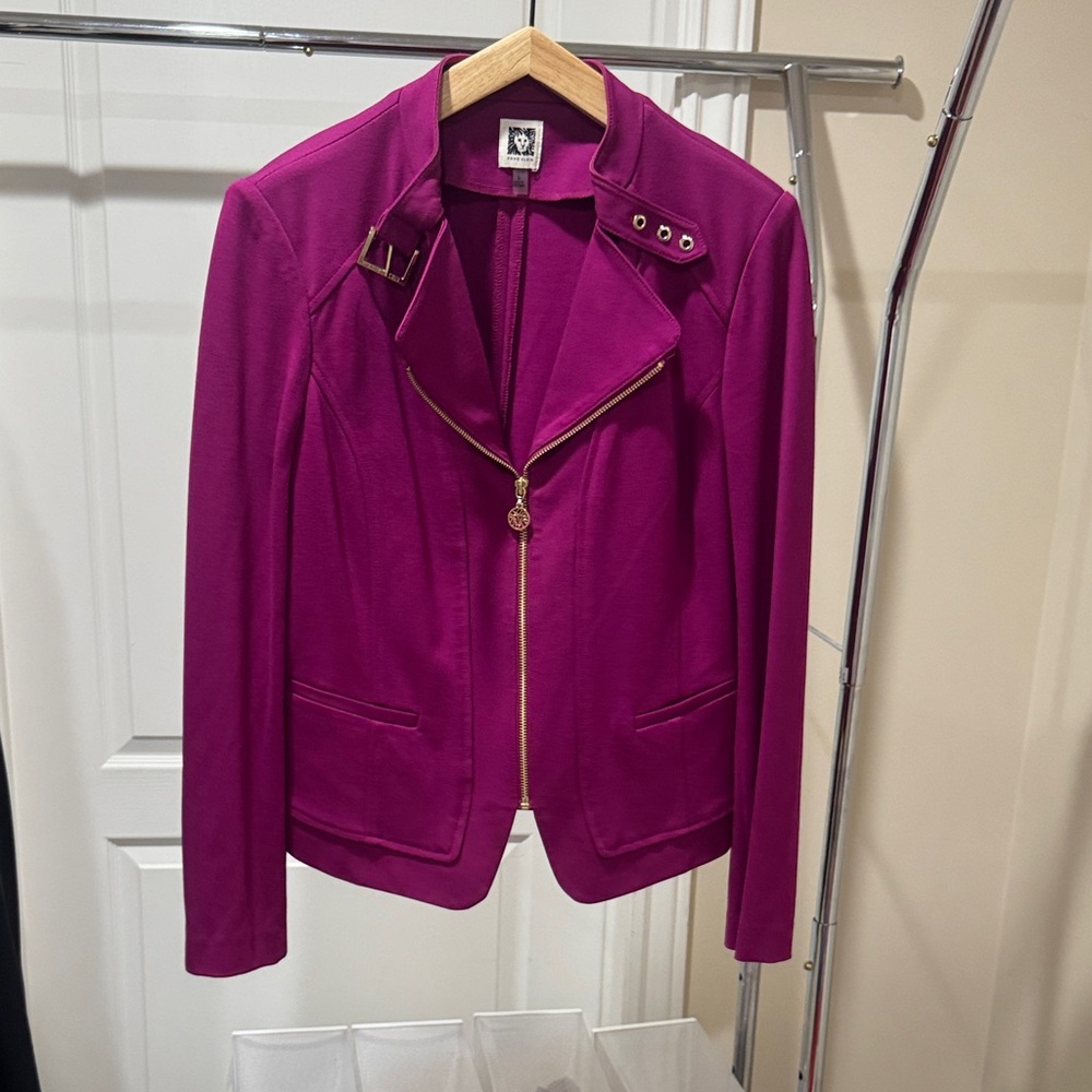 Anne Klein Fuchsia Blazer with Gold Accents